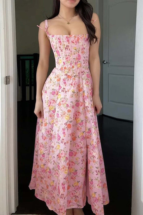 Arolora floral-shoulder-straps-corset-a-line-dress
