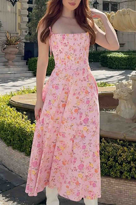 Arolora floral-shoulder-straps-corset-a-line-dress