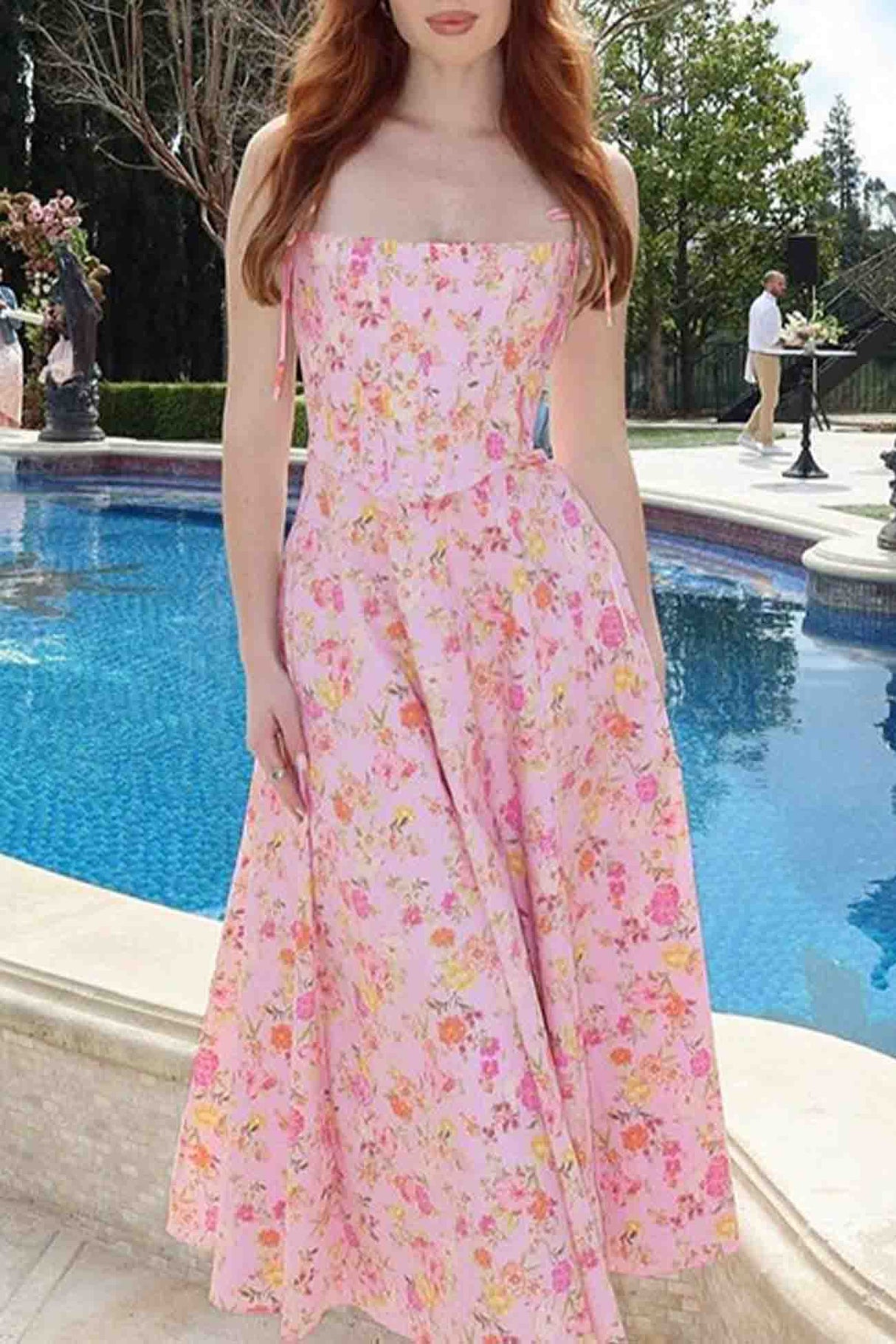Arolora floral-shoulder-straps-corset-a-line-dress