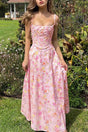 Arolora floral-shoulder-straps-corset-a-line-dress