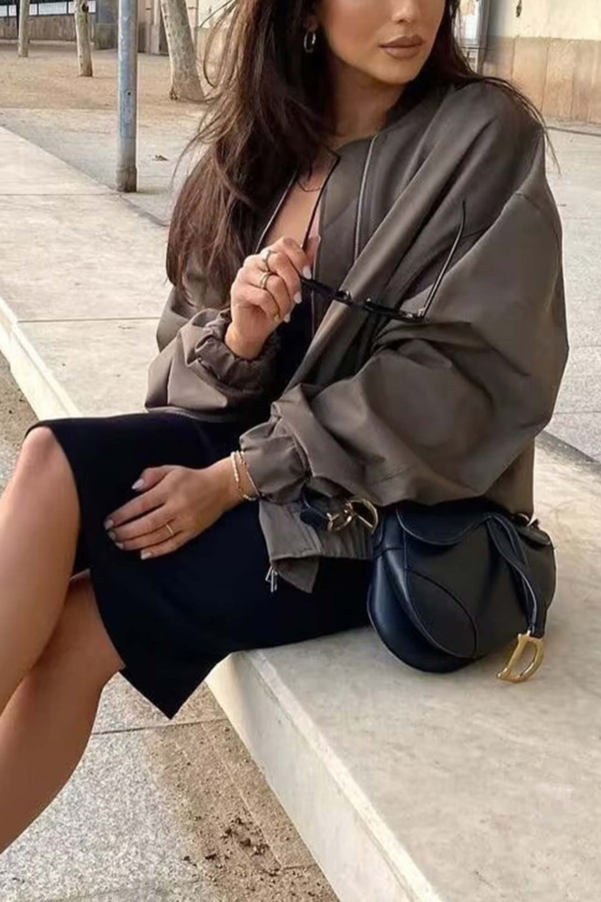 Arolora front-zip-oversized-bomber-jacket