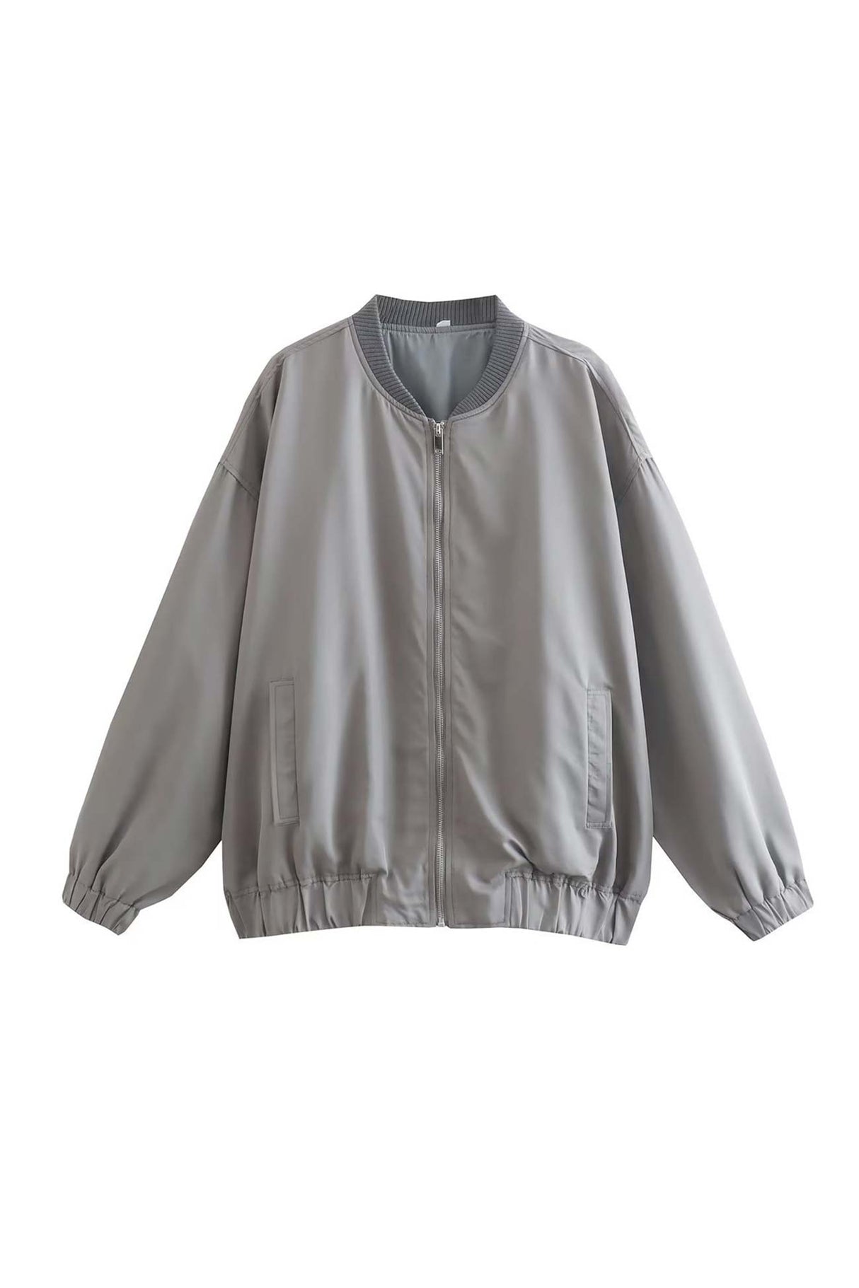 Arolora front-zip-oversized-bomber-jacket