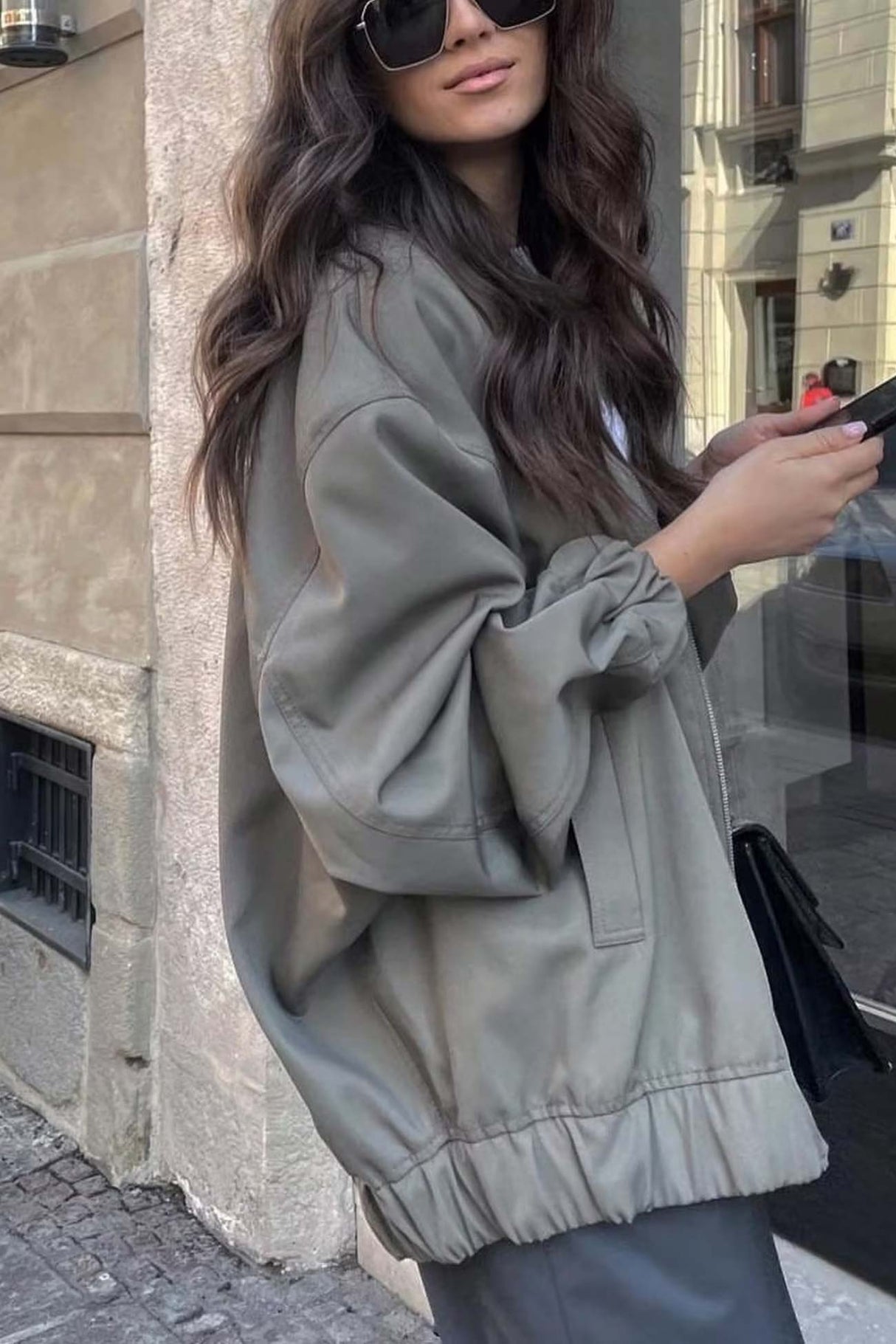 Arolora front-zip-oversized-bomber-jacket