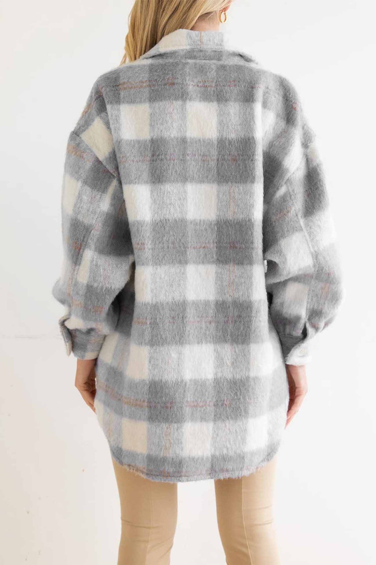 Plaid Mohair Button Up Coat