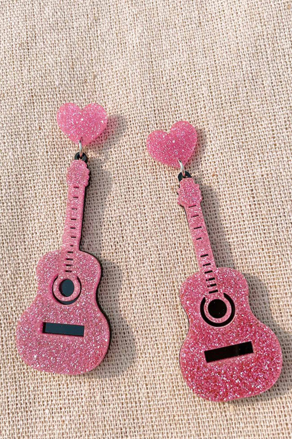Glitter Guitar Earrings