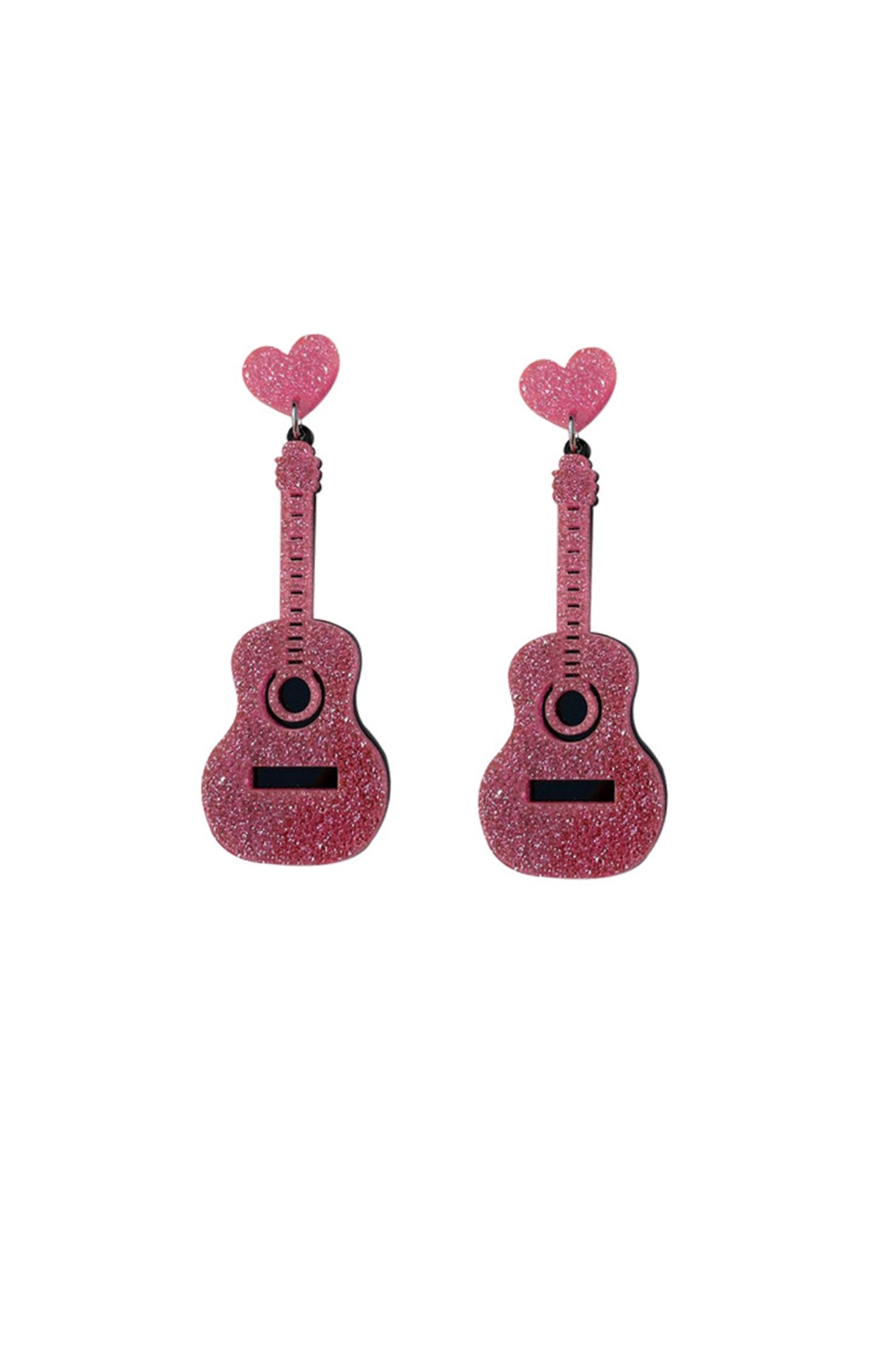 Glitter Guitar Earrings