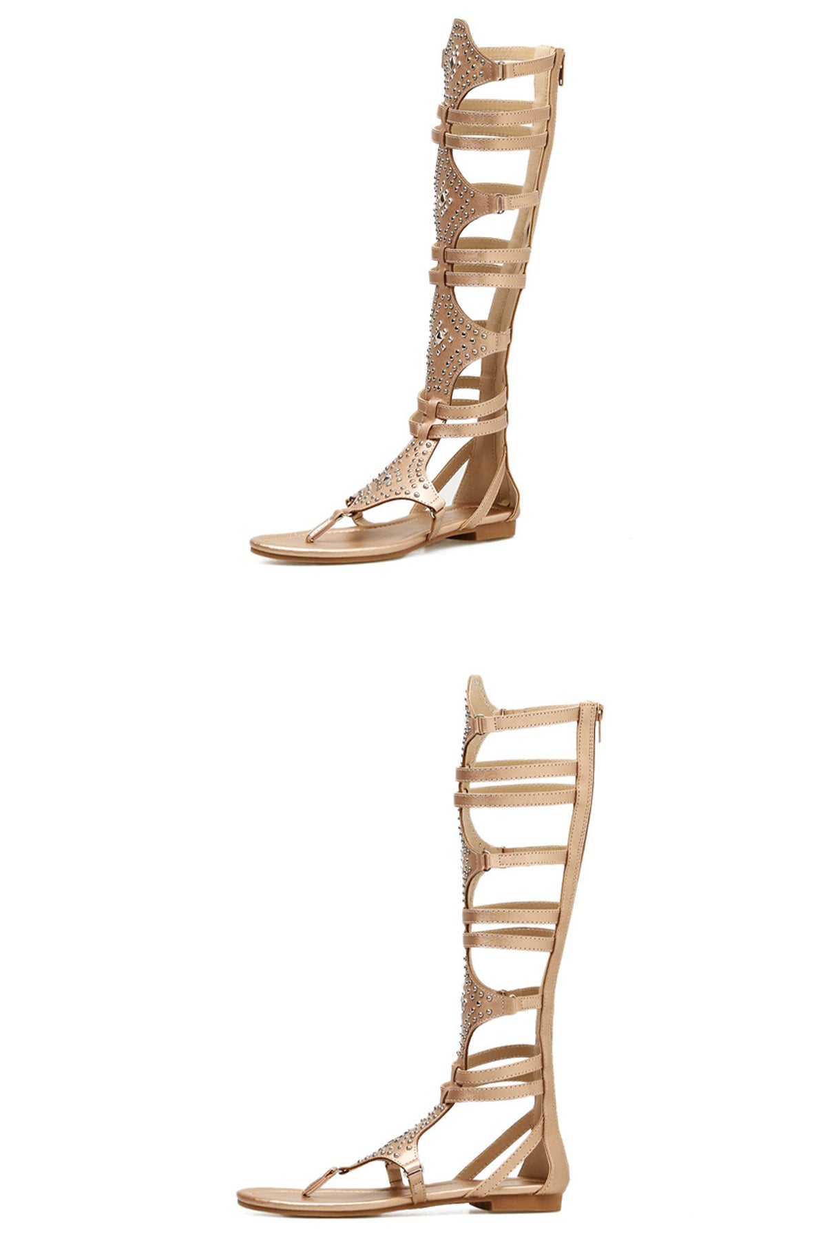 Rivet Zipper Gladiator Sandals