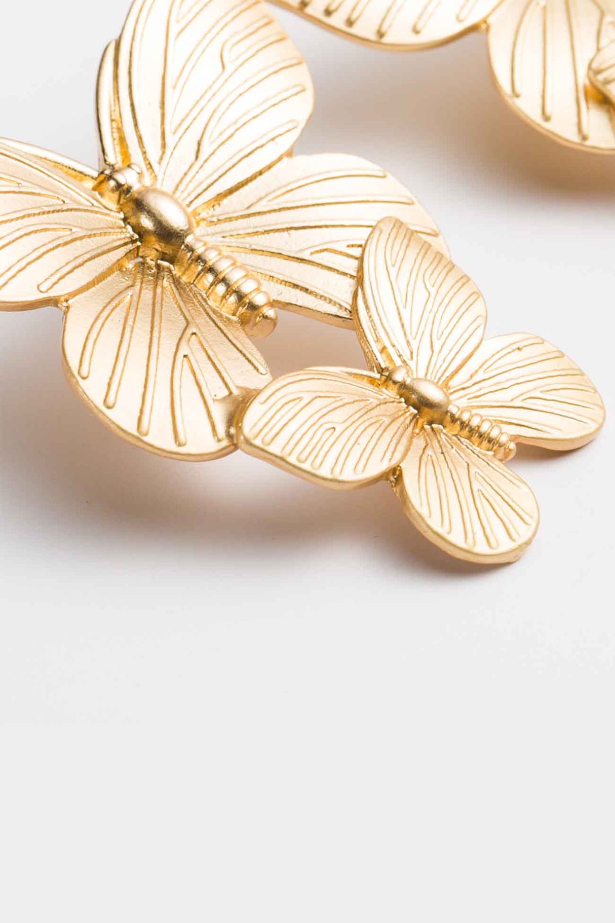 Gold Double Butterfly Stud Earrings
