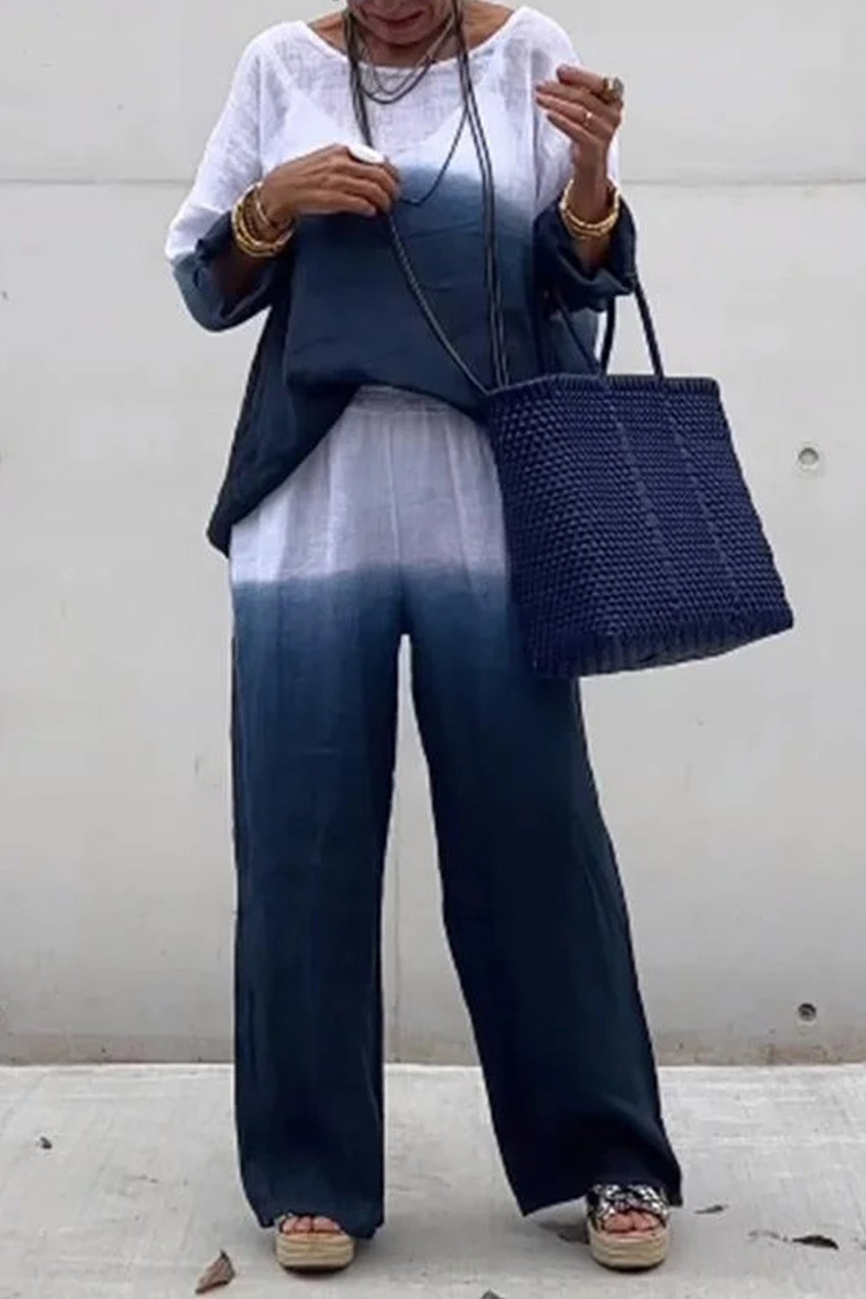 Gradient Print Linen Two-piece outfit