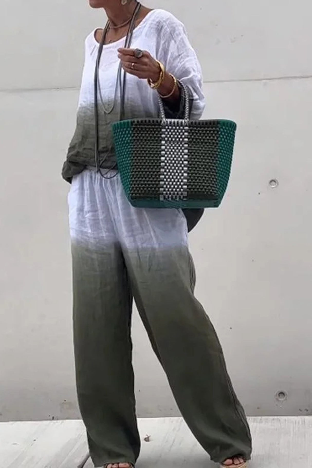 Gradient Print Linen Two-piece outfit