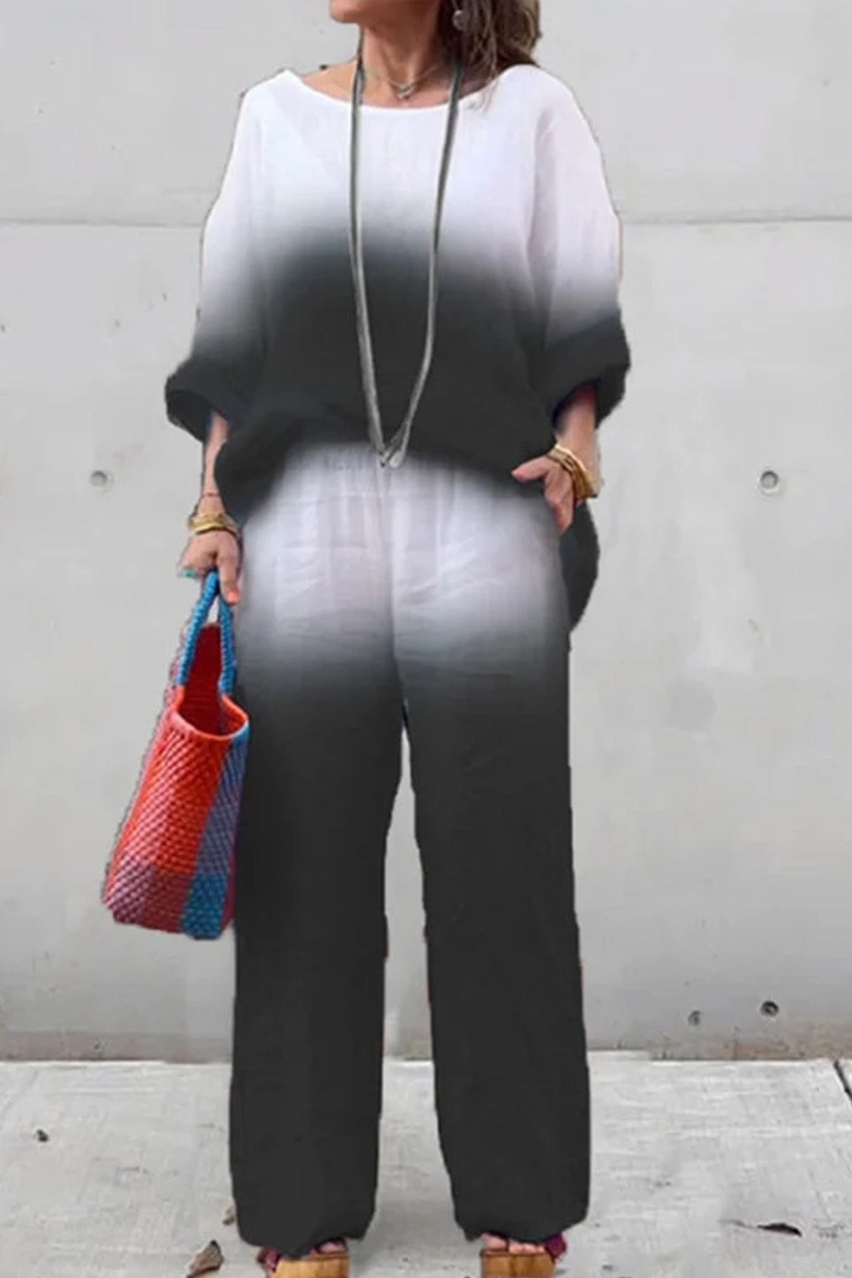 Gradient Print Linen Two-piece outfit