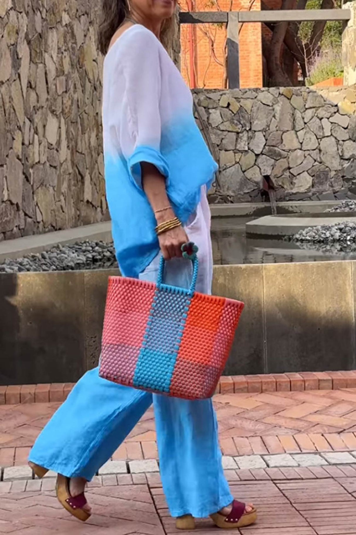 Gradient Print Linen Two-piece outfit