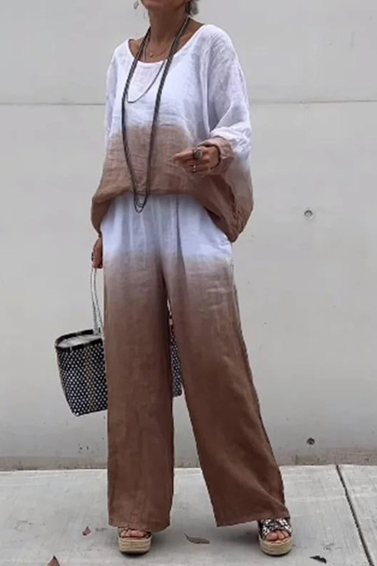 Gradient Print Linen Two-piece outfit