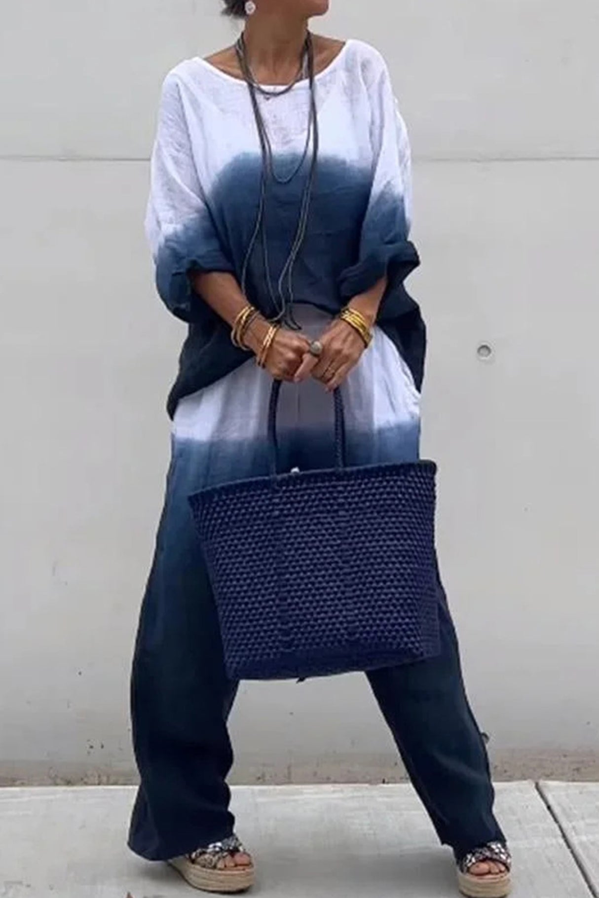 Gradient Print Linen Two-piece outfit