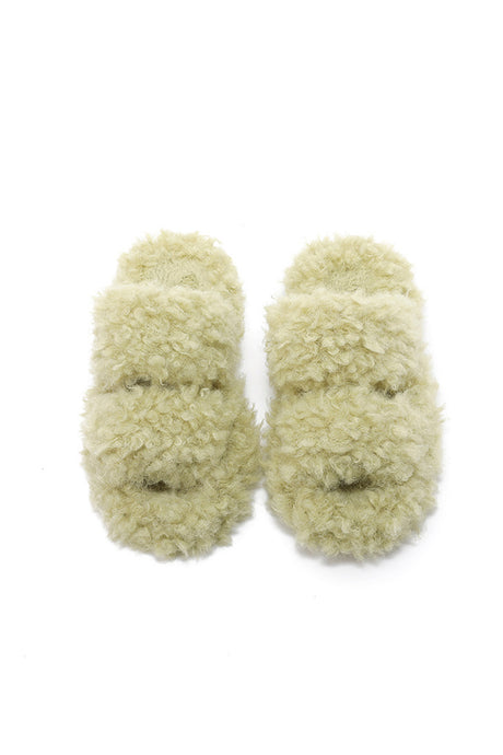 Solid Color Open Toe Home Fuzzy Slippers