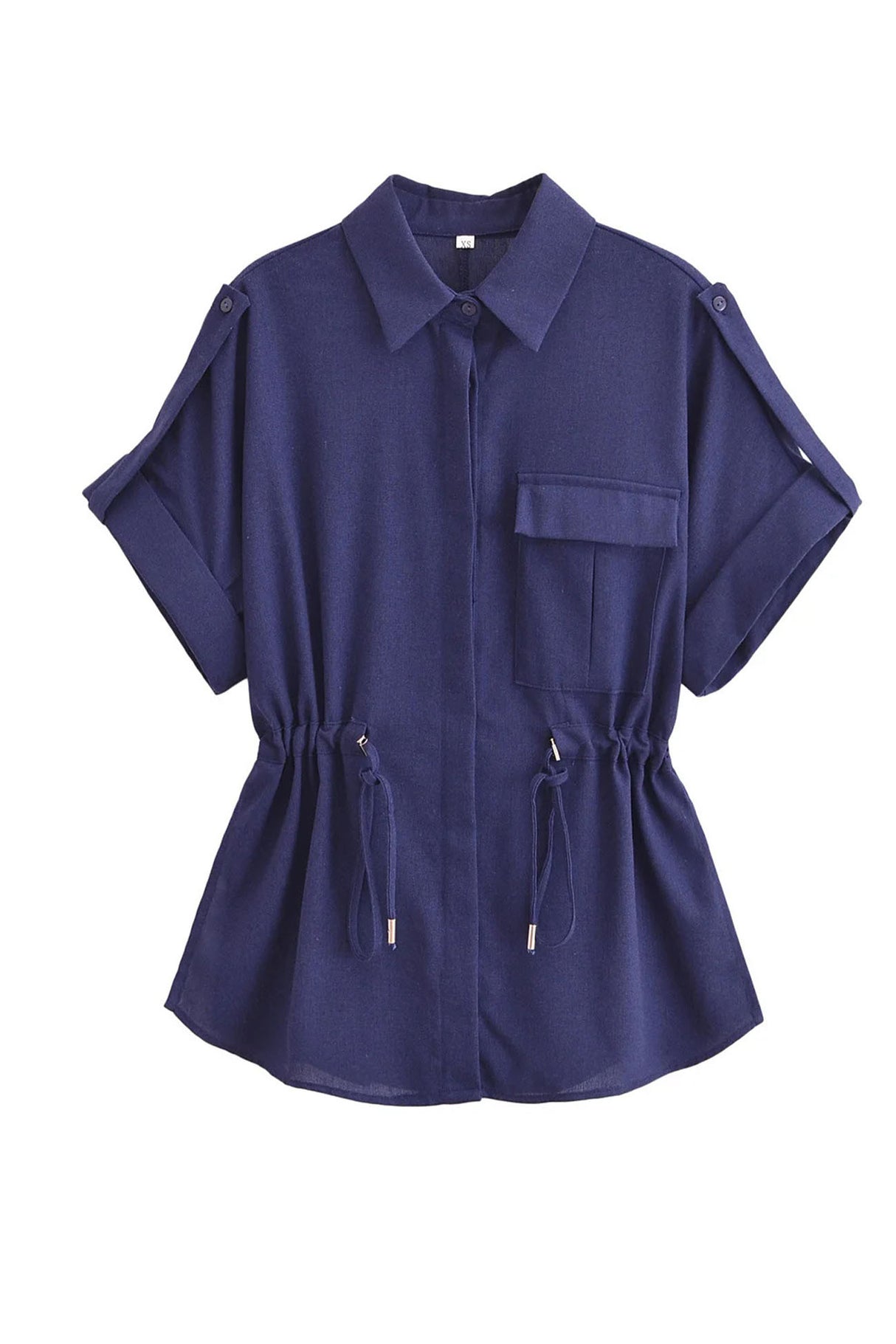 Half Sleeve Drawstring Shirt Long Pants Two-Piece Set