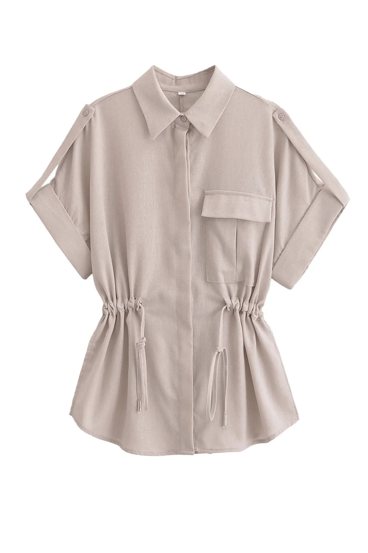 Half Sleeve Drawstring Shirt Long Pants Two-Piece Set