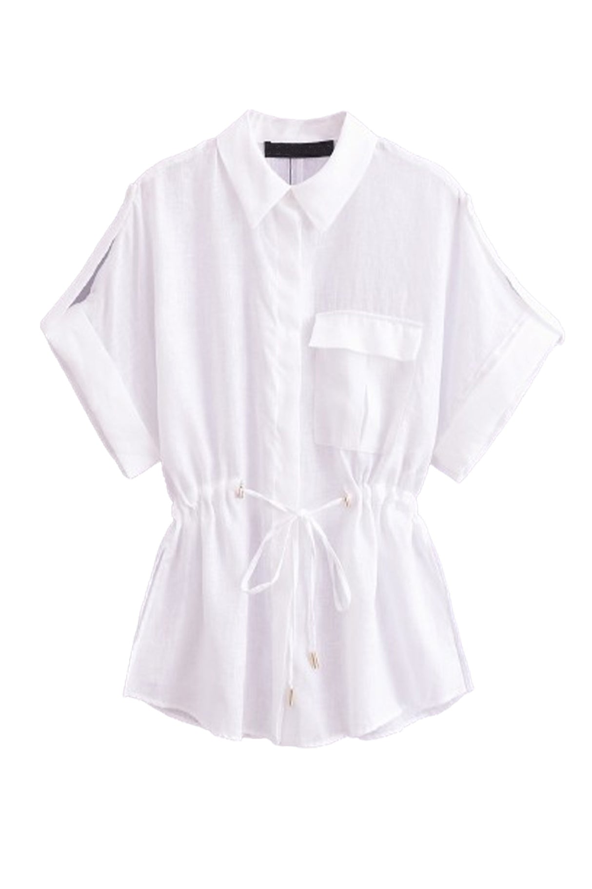 Half Sleeve Drawstring Shirt Long Pants Two-Piece Set