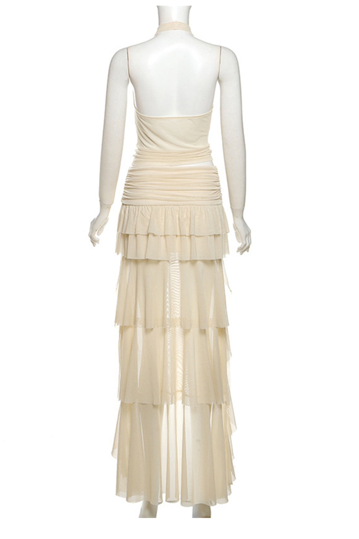 Arolora Halter Cowl Neck Crop Top High-low Skirt Set