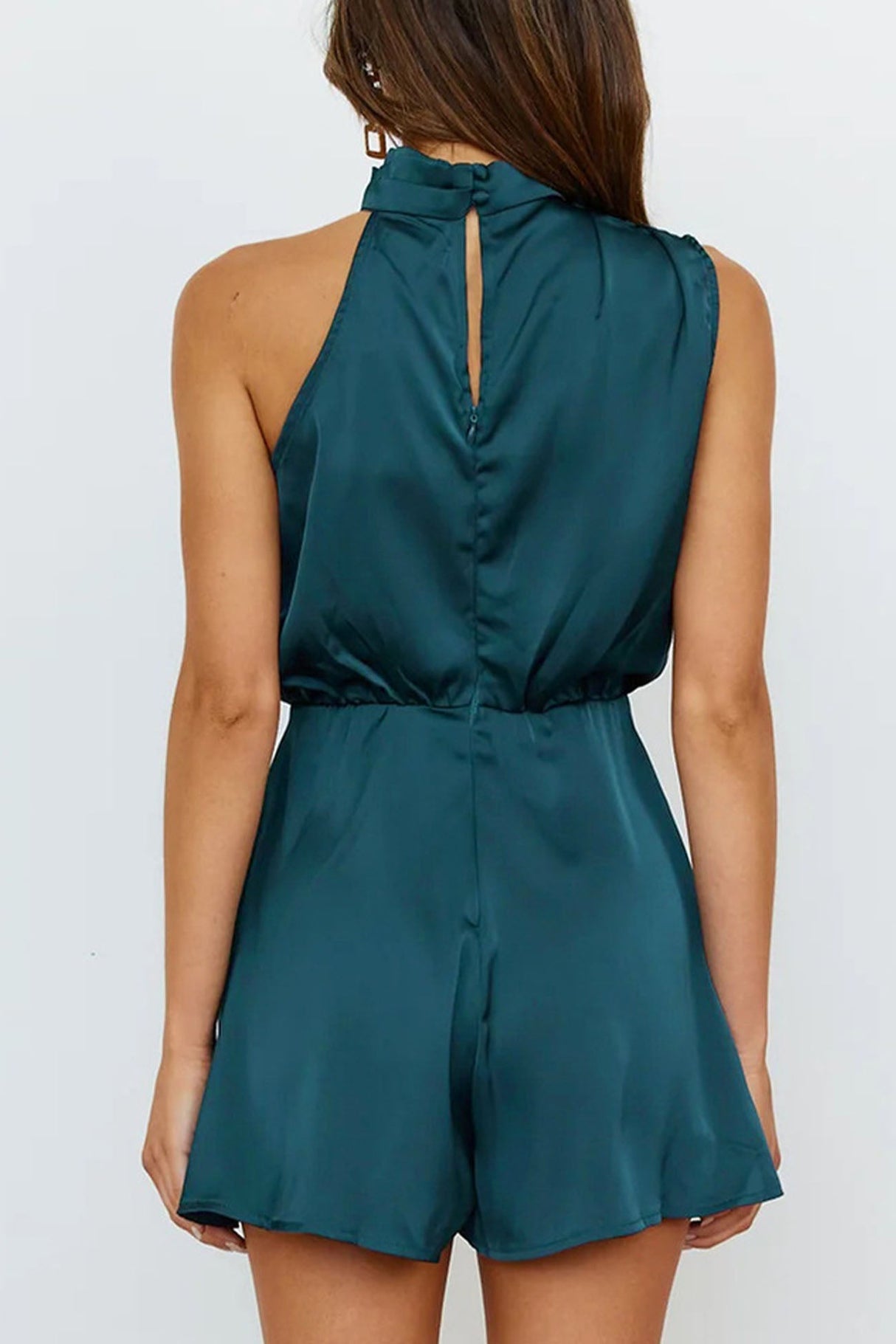 Arolora halter-asymmetrical-satin-sleeveless-rompers