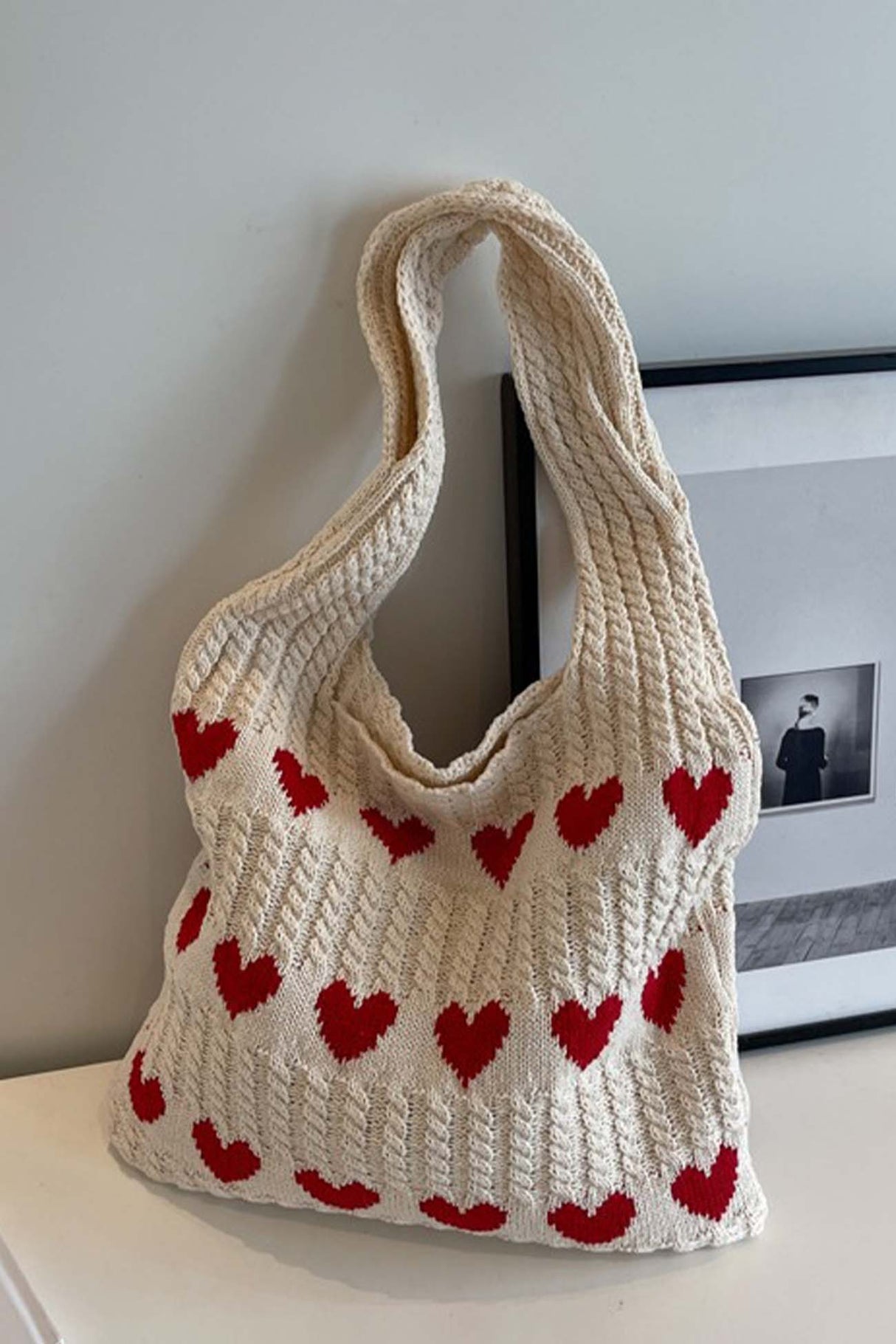 Heart Knitted Shoulder Bag