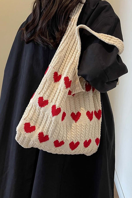 Heart Knitted Shoulder Bag