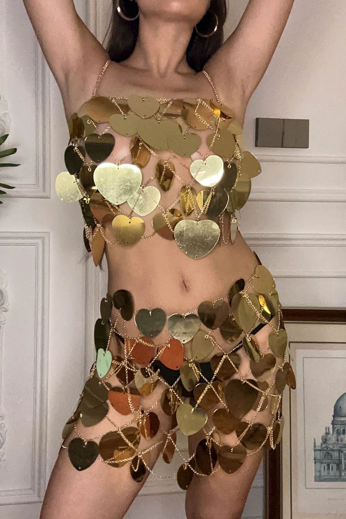 Heart Shaped Sequin Body Chain