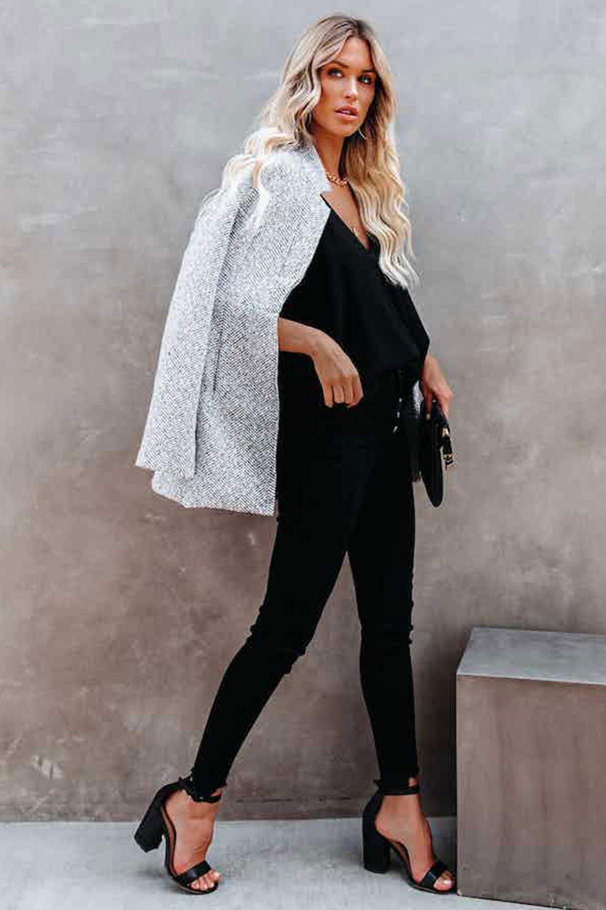 Arolora Heather Grey Pocketed Coat