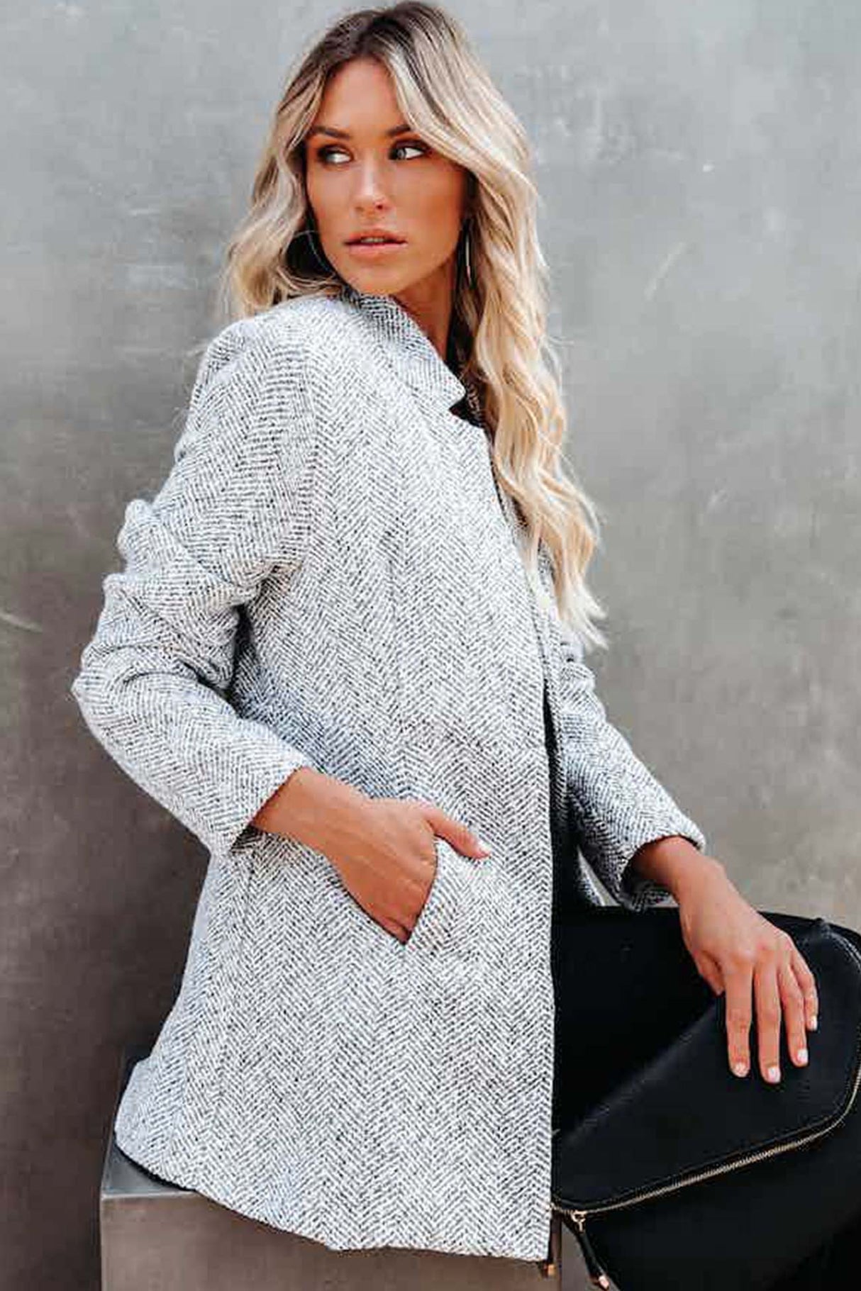 Arolora Heather Grey Pocketed Coat