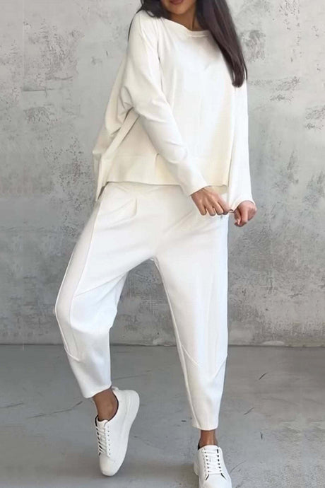 Arolora High Low Hem Sweatshirt Set