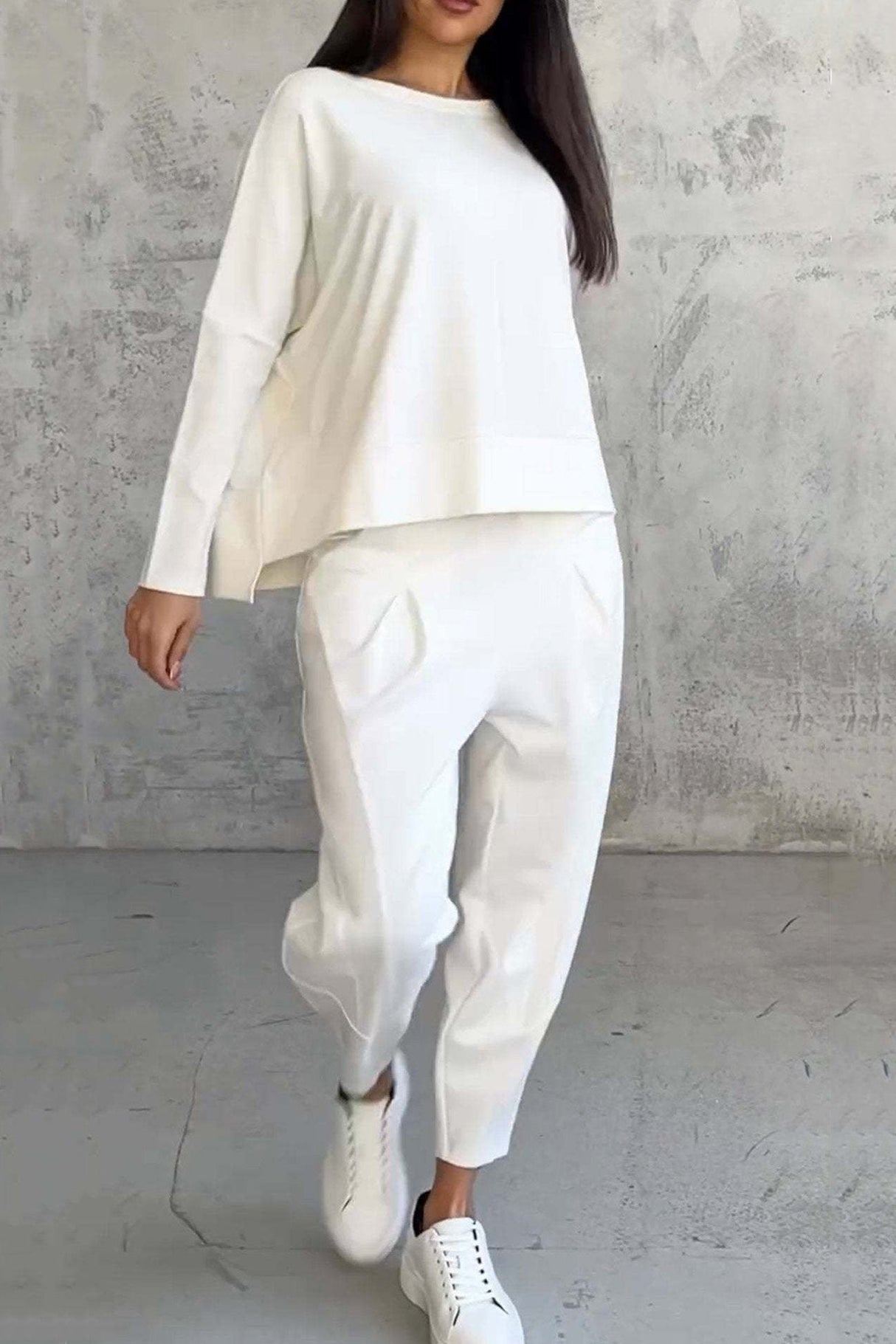 Arolora High Low Hem Sweatshirt Set