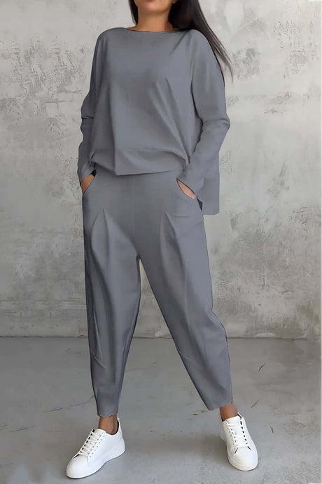 Arolora High Low Hem Sweatshirt Set