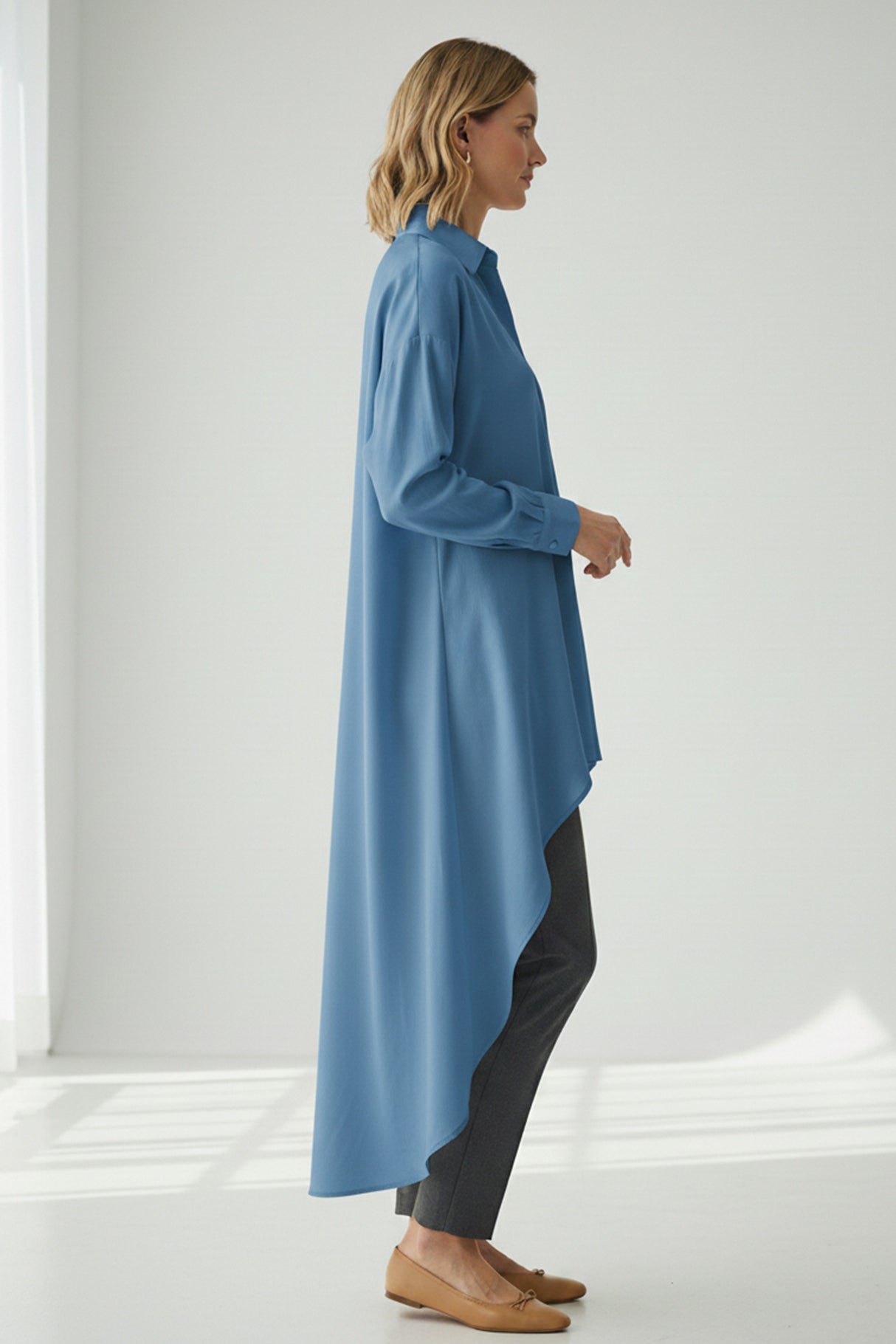 High Low Single-breasted Blouse