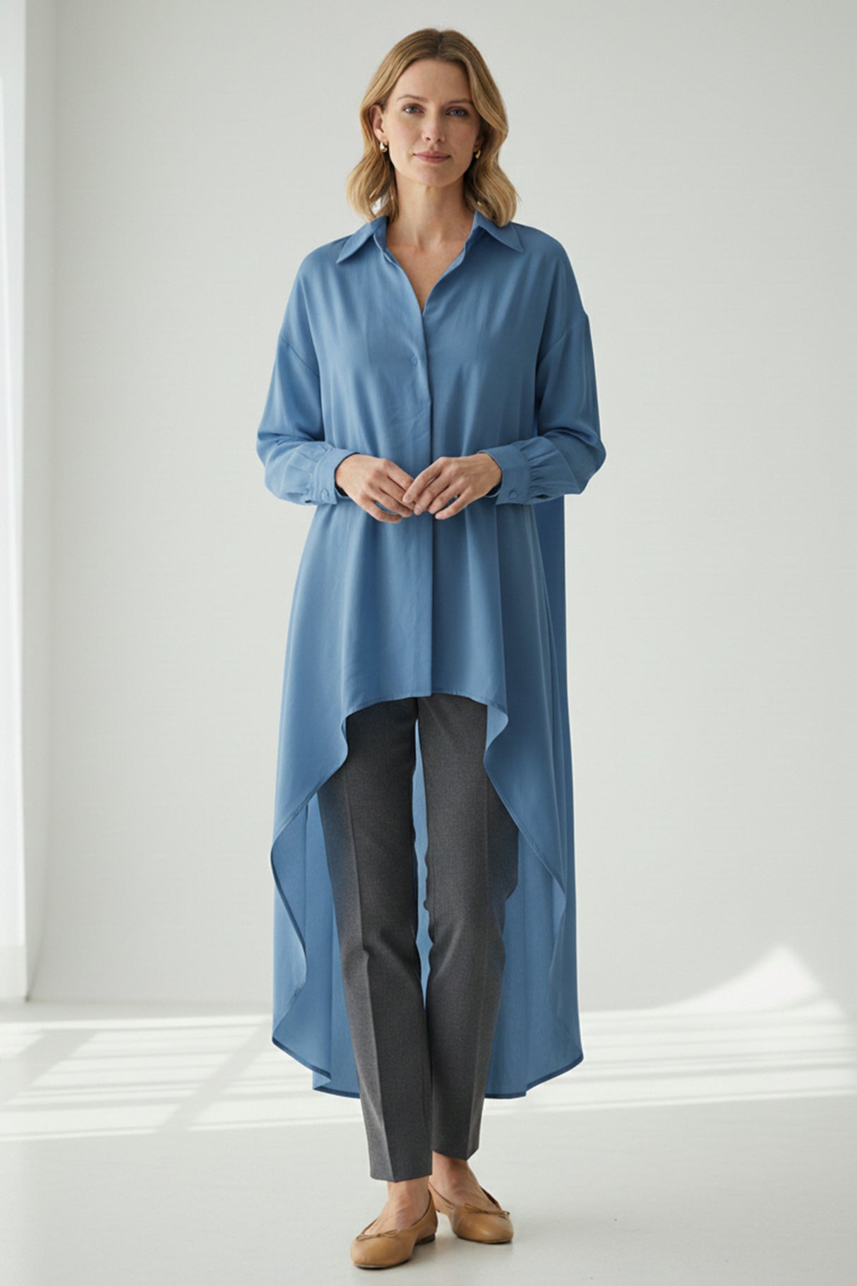 High Low Single-breasted Blouse