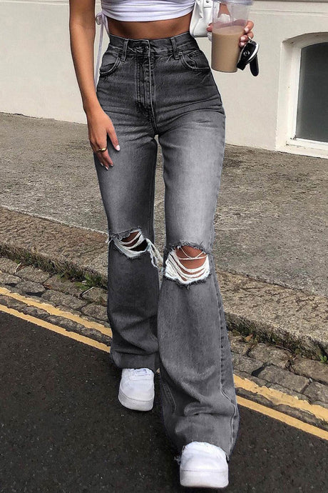 Arolora high-waist-distressed-flare-jeans