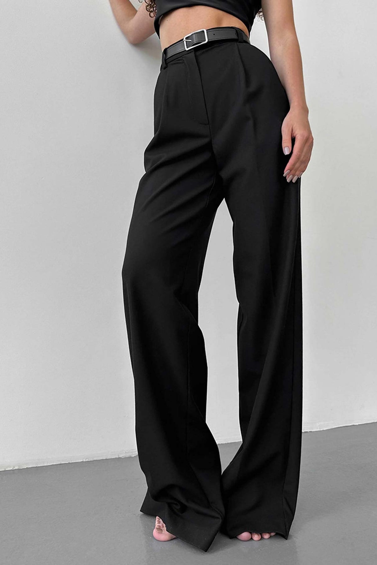 Arolora high-waisted-straight-cut-pants