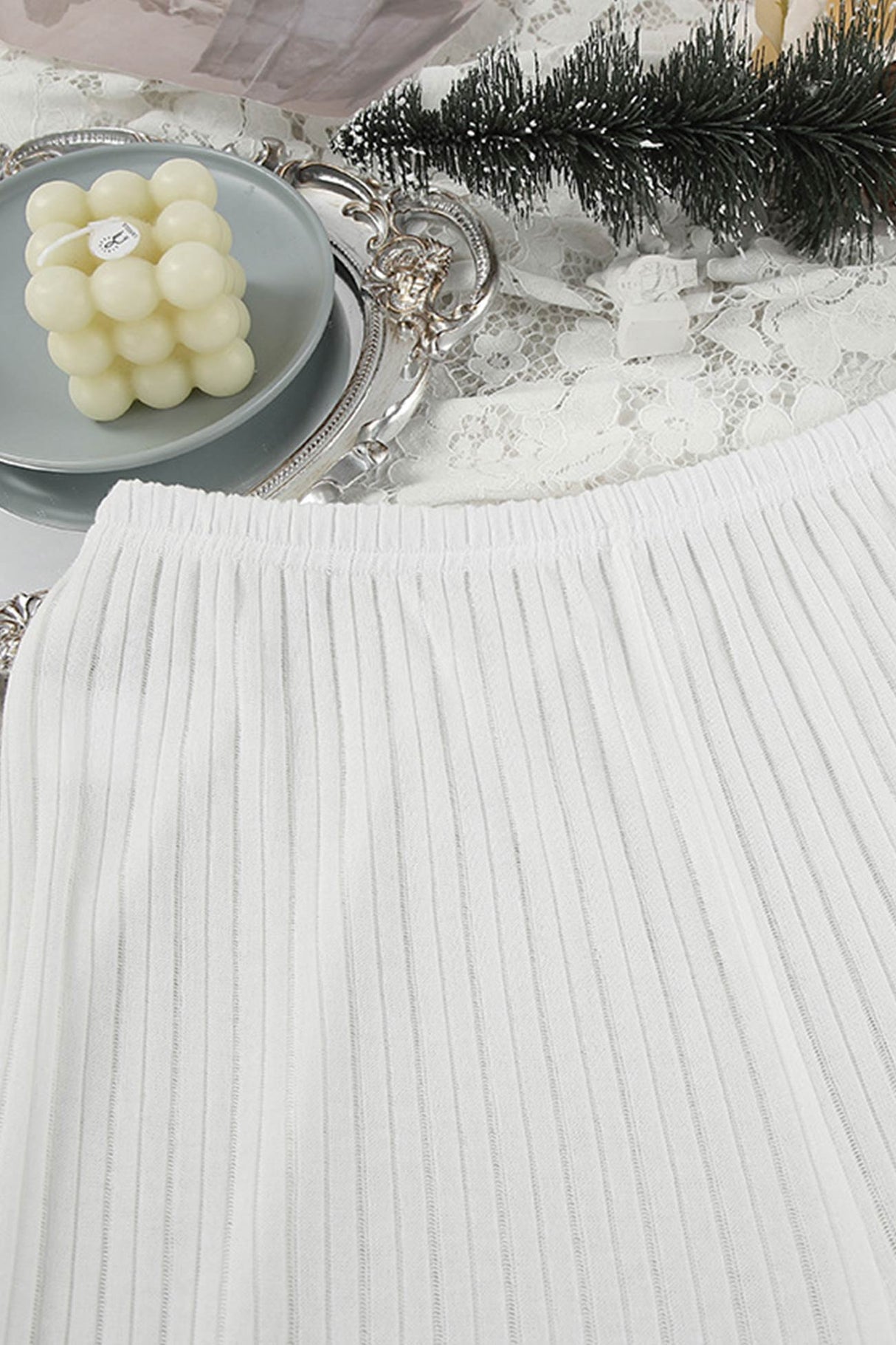 Arolora Hollow Out Knit Tank Top Pants Set