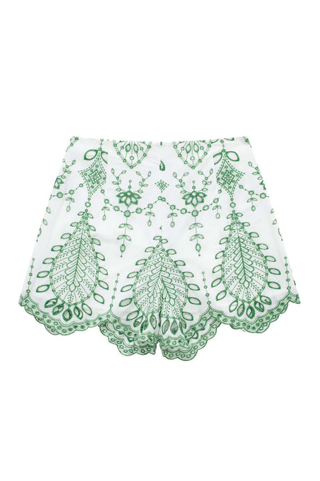 Hollow Embroidery V Neck Twisted Shorts Set