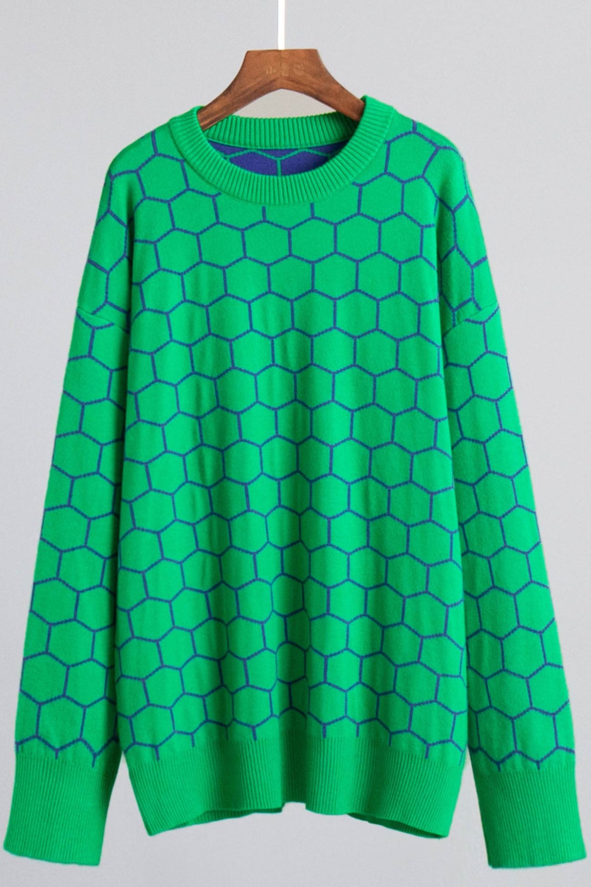 Honeycomb Print Pullover Sweater