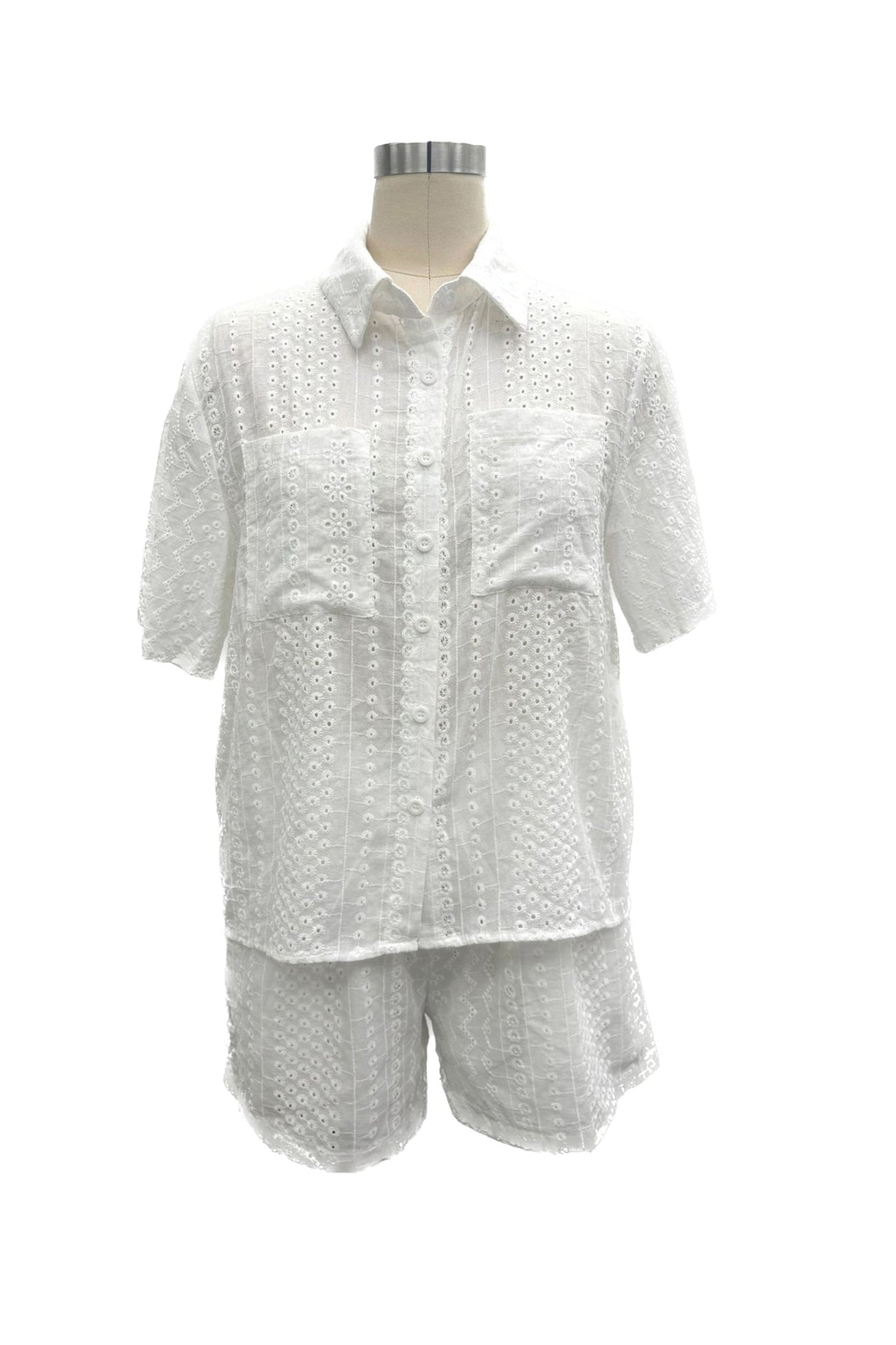 Arolora jacquard-hollow-out-shirt-suits