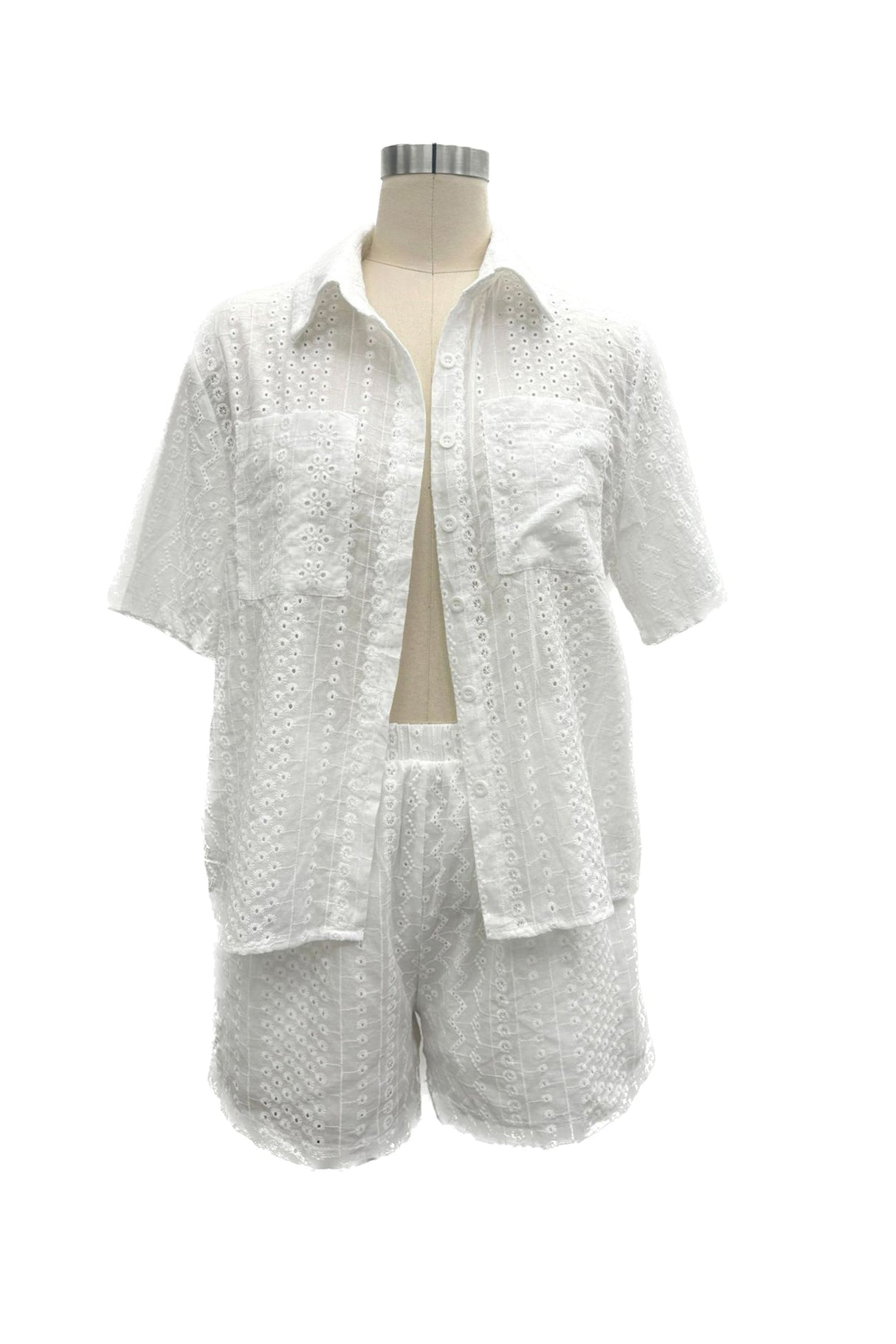 Arolora jacquard-hollow-out-shirt-suits