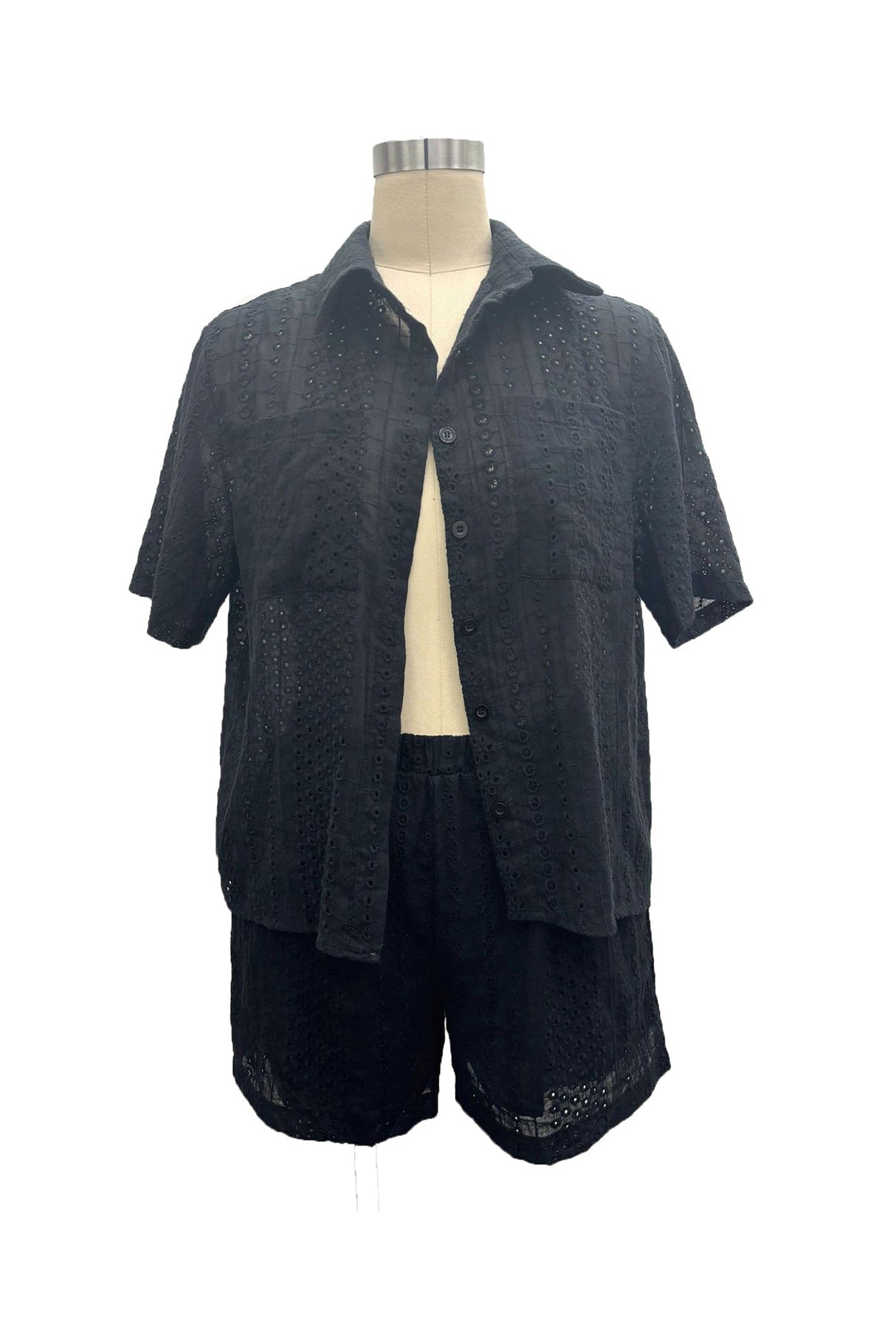 Arolora jacquard-hollow-out-shirt-suits