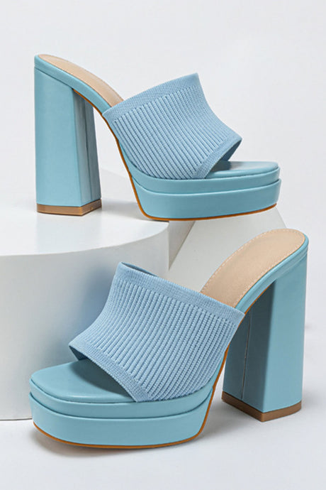 Knitted Block Platform High Heel Sandals