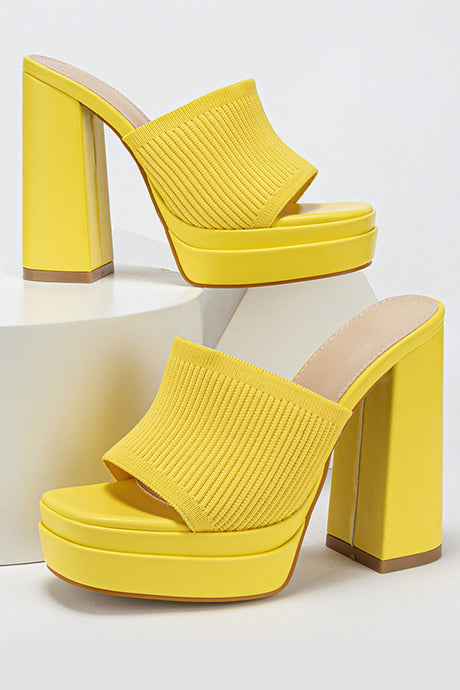 Knitted Block Platform High Heel Sandals
