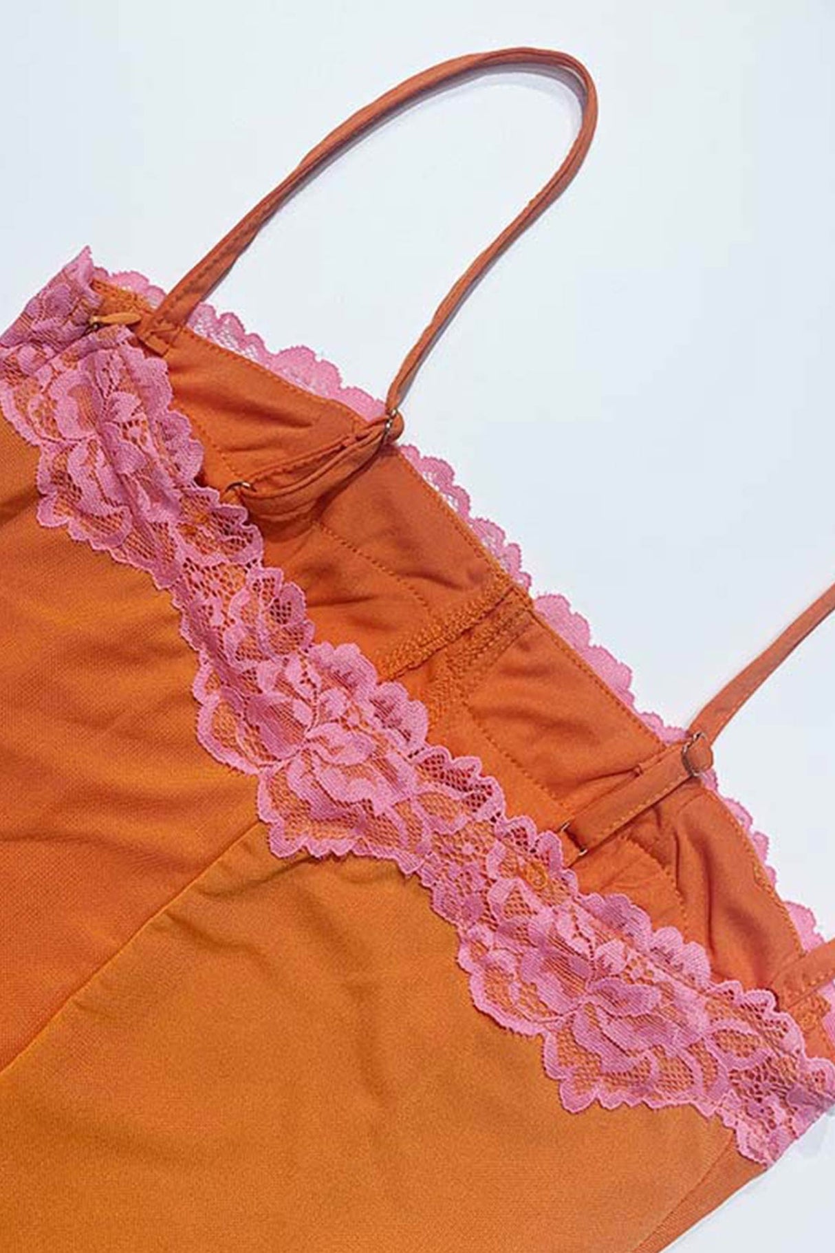 Lace Contrast Corset Cami Dress