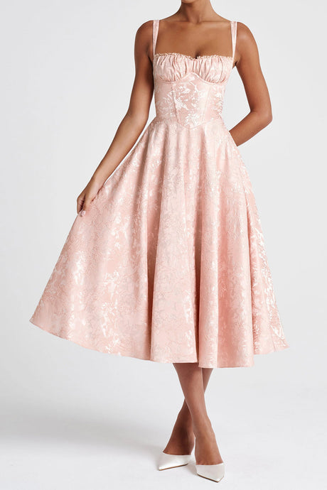 Arolora Lace Corset High Waist Swing Dress