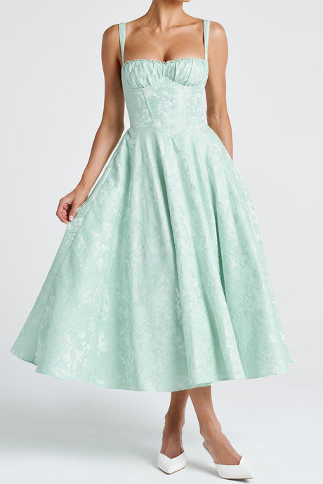 Arolora Lace Corset High Waist Swing Dress