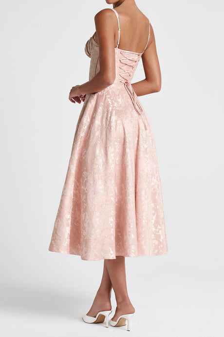 Arolora Lace Corset High Waist Swing Dress