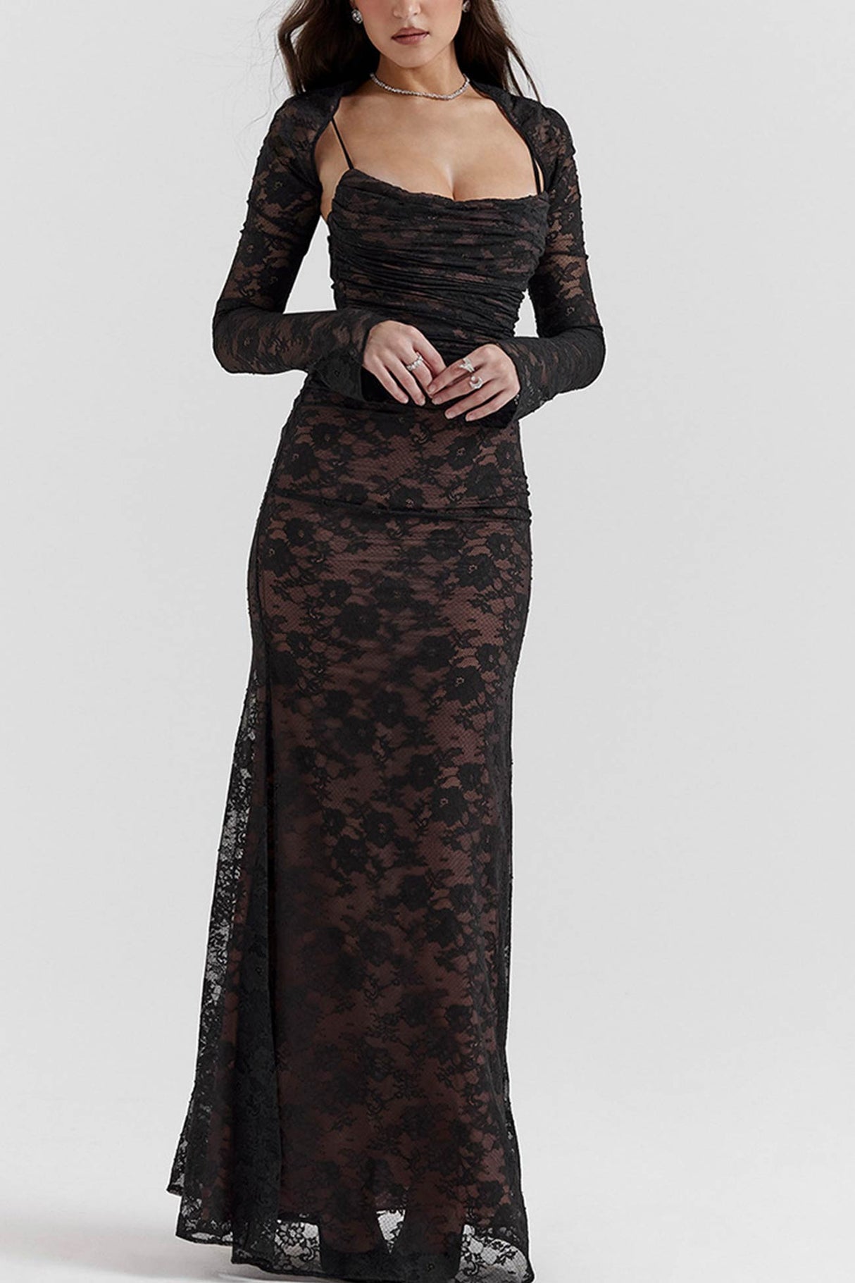 Arolora lace-fishtail-cami-dress-with-cover-up