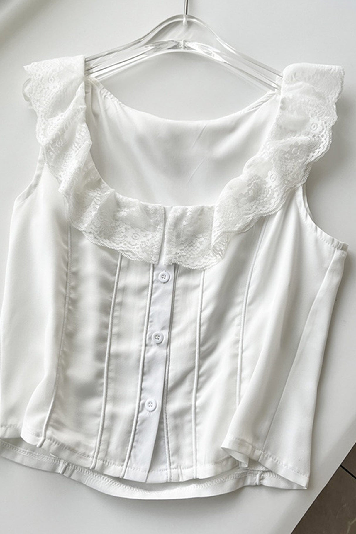 Arolora lace-neck-tank-top-fishtail-skirt-suits